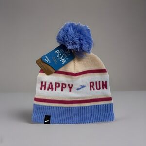 NWT Brooks Running Beanie Knit Hat With Pom Run Happy One Size